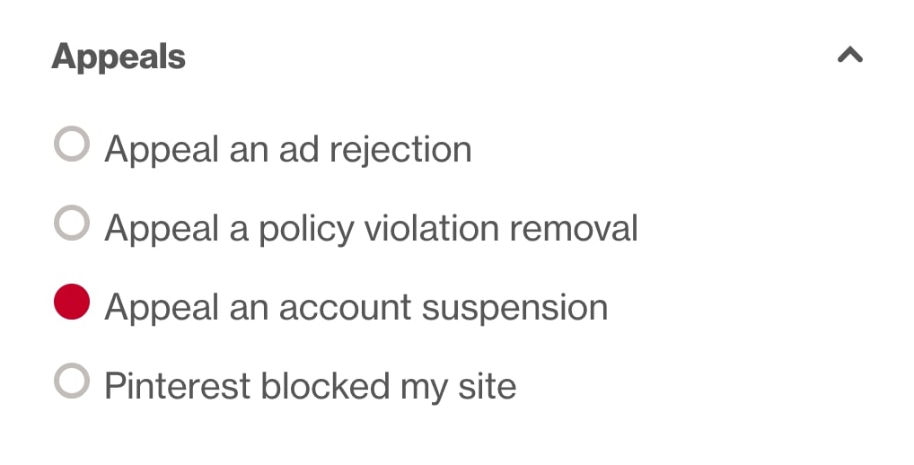 Pinterest Help when your account got suspended