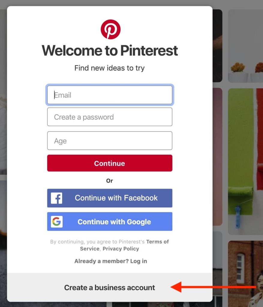 How to sign up for Pinterest Business Account