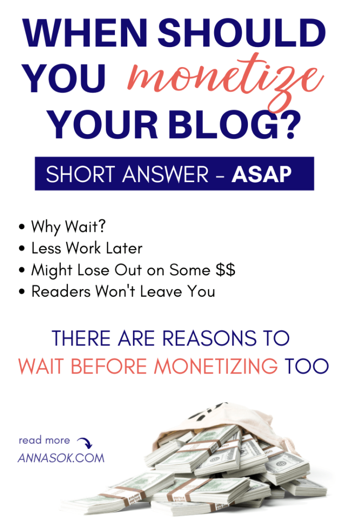 When Should You Monetize Your Blog? Bog monetization tips. Make money blogging for beginners. How to start a blog and make money. #bloggingtips make money from home.